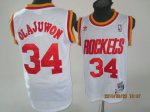 NBA Houston Rockets 34 Hakeem Olajuwon blanc Hardwood Classics Swingman Throwback Basketball Maillot